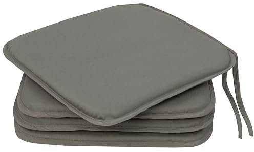 ZOLLNER 8er Set Sitzkissen in 38x38cm - gemütliche Stuhlkissen mit Bindebänder - waschbar bis 30°C - in grau - Oeko Tex® Zertifiziert