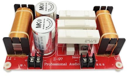 Carriere 1 Stück 550W Hochleistungs-Basslautsprecher-Frequenzweiche 43Hz/45Hz Subwoofer-Crossover-Filter Rote Leiterplatte HiFi DIY Auto-Audio-Crossover-Filter