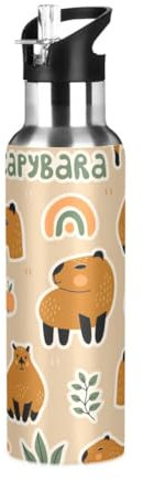 Capybara - Bonita botella de agua aislada de 20 onzas, botella de agua fría y caliente, a prueba de fugas, aisladas