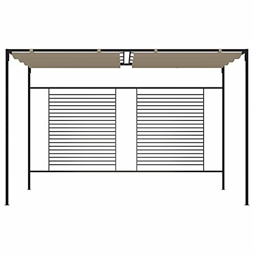 Homgoday Tonnelle avec toit rétractable gris taupe, 3 x 4 x 2,3 m, 180 g/m²