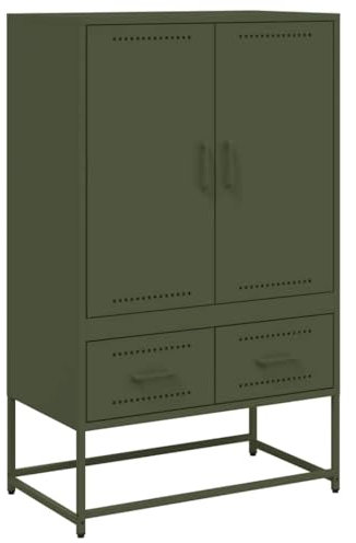 vidaXL Aparador Acero Verde Oliva 68x39x111,5 cm, Armario Auxiliar, Mueble de almacenaje de Cocina, Armario de Pasillo, aparador de Comedor