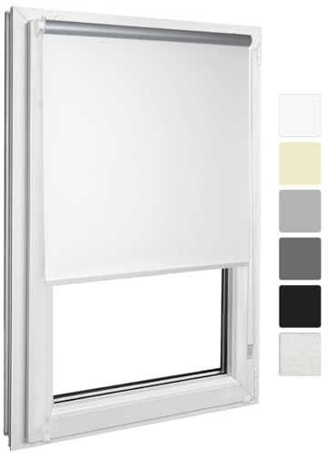 Home Vision Verdunkelungsrollo Klemmfix ohne Bohren Weiß B75 x H130cm | Fensterrollo Seitenzug lichtundurchlaessig Thermorollo Sichtschutz Sonnenschutz für Schlafzimmer Wohnzimmer und Büro