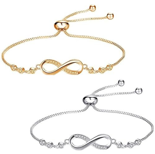 Xrten Bracelet Signe Infini pour Femme en Argent Sterling, Bijoux Zircone Cubique Amour Cadeau pour l'anniversaire de Noël Saint Valentin