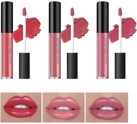 HASAIKA® Lip Gloss Set, Hydrating Lip Jam, Voluminöser Lippen Balsam, Pflegendes, feuchtigkeitsspendendes, wasserfestes und lang anhaltendes Lippen-Makeup für Frauen (3 Farben)