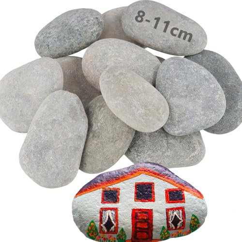 MAKTSAM 18 PCS 8-11 cm Rock Painting Kit, Natural River Rocks, Pebbles for Arts and Craft Painting