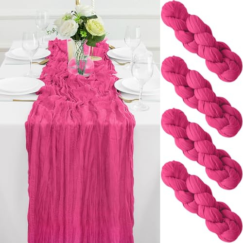 Dugpit Lot de 4 chemins de table en étamine, 89,9 x 304,8 cm, décoration de mariage
