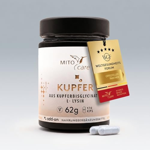 MITOcare Kupfer - Bindegewebe Kapseln fördern ein gesundes Bindegewebe - Effektive Kupfer Tabletten unterstützen das körpereigene Immunsystem - Vorratspack mit 120 Kapseln, ausreichend für 4 Monate