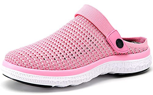 Zoccoli Sabot Uomo Donna Scarpe da Mare Ciabatte Spiaggia Pantofole Maglia Traspirante Clogs Estate Sandali Antiscivolo, Rosa Puro, 38 EU