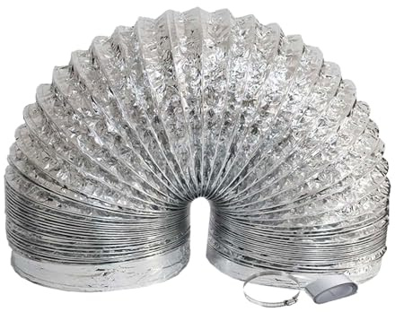 Tuyau de Ventilation Flexible en Aluminium, Gaine Alu Flexible et Gaine Alu Semi-Rigide en Aluminium Double Couche avec Fil D'acier, pour Vmc Résidentielle, Bureaux, Locaux Commerciaux(2m,150mm)