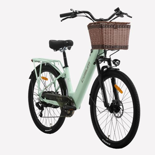 cysum X-City Vélo électrique Femme, 26 Pouces Step-Thru vélo électrique, Batterie Amovible 48v 10.4AH, Urbain E-Bike pour Adultes, Assistance au pédalage, 7 Vitesses