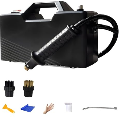 AXGCAA High Pressure Steam Cleaner, 3800W Self Priming Steam Cleaning Machine with 2 Brush Heads and an Extension Elbow, Handheld Steam Cleaner, 9.5 Bar Steam Pressure, for Kitchen, Bathroom