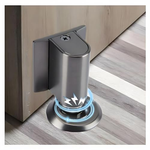 MYPOTO Fermaporta Magnetico, Ferma Porta Da Pavimento Regolabili In Metallo 2 in 1 montaggio (senza foratura/vite), autoadesivo, resistente, fermaporta per la casa, colore grigio