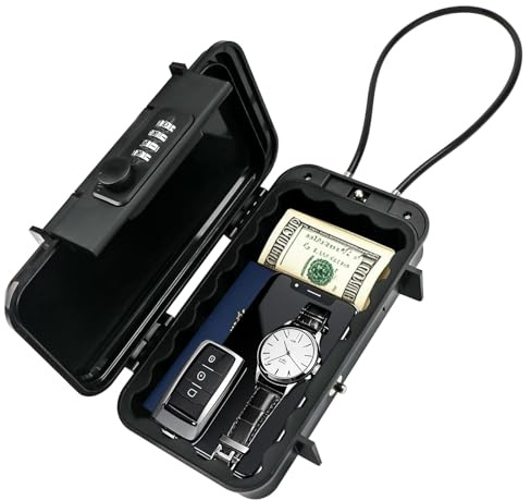 StrandSafe, Wasserdichter Strandtresor zum Anketten, Handy Safe, Zahlencode 4-stellig, Abschließbare Box, Strandsafe für ihre Wertsachen, Ideal für Reisen, Strand/Pool/Camping, Schlüsseltresor Außen