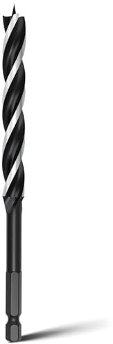 3/8 Inch Auger Drill Bit for Wood, Carbon Steel Quick Change Hex Shank Wood Drill Bit 6 Long for Hardwood, Softwood and Plastic