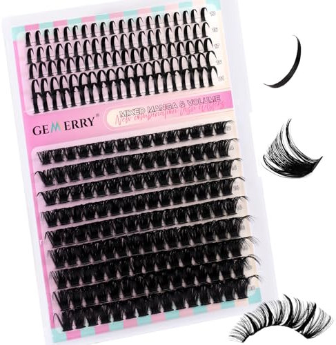 GEMERRY Extension Cils Faux Cils 100D Spikes Extension de Cils Cluster Cils Volume Russe Bouquet Cils individuel Cils Manga D Curl 12-21mm DIY Faux Cils(Manga-100D)