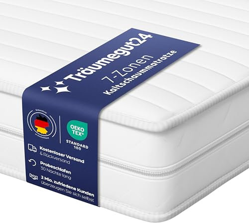 Träumegut24 AquaFlex 7-Zonen Matratze 120x200 cm | H2&H3 | Ergonomische Kaltschaummatratze | Hypoallergen & Antibakteriell | Bezug abnehmbar & waschbar | Oeko-TEX® | (19cm, 120 x 200 cm)