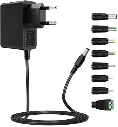 Akinguar 12V 2A Netzteil mit 1.2M Kabel, AC 100-240V auf DC 12V 24W Netzadapter, Universal AC/DC Adapter, 8 Steckernetzteil für Überwachungskameras, LCDs LED-Licht, und Router