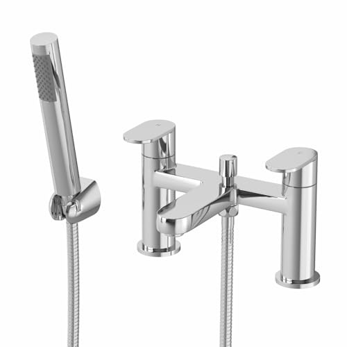 Architeckt® Lund Bathroom Bath Shower Mixer Tap Handset Hose Attachment Twin Lever Handle for Bathtub Modern, Chrome