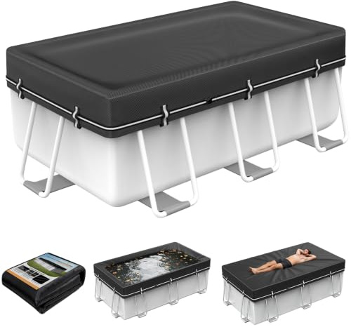 Bâche de Piscine pour piscines Hors Sol, Convient pour Piscine | Résistant aux déchirures, imperméable, coupe-vent, avec 2 boucles et anneaux de poids, protection UV