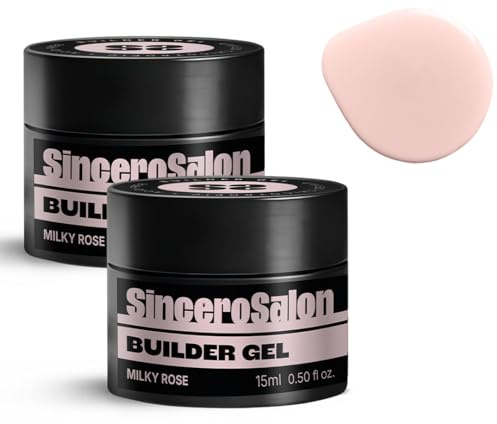 SINCERO SALON Aufbaugel für Gelnägel Set - Milky Rose - TPO-frei - UV Gel zur Nagelverlängerung und Modellage - Nail Art Gel Nagel - Farbgel Versiegelungsgel für Gelnägel - 2x15ml