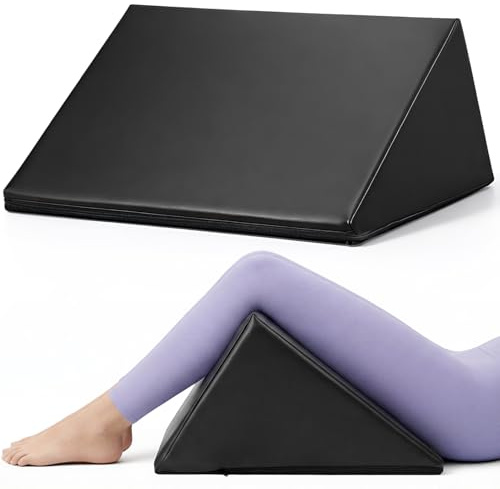Glimin Extra Large Triangle Knee Wedge Pillow 19x12x20x15.5 Inch PU Leather Bolster Cushion for Under Legs, Hip, Back, and Ankle Pain Relief Massage Table Bolster Pillow(Black)