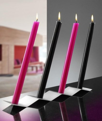 Weltneuheit! Magnetkerze 4-er Set mit Metallplatte, schräg stehend nicht tropfend