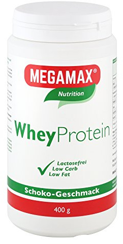 MEGAMAX Whey Protein Drink Molkeneiweiß Schoko 400 g | laktosefreie Molkeneiweißisolat | hochwertiges Low Carb MolkeproteinIsolat | Eiweiß-Shake ideal für Muskelaufbau, Knochen u. Fitness