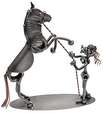 STEEMO Schraubenmännchen Reiterin Pferde-Mädchen Geschenk Metall-Deko 22x7x25 cm