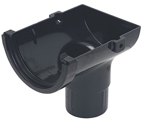 Floplast Black (76mm Stopend Outlet for 50mm downpipes) Miniflo Guttering for shed, Porch, Conservatory, Out Building, etc NOT for Standard House guttering - Smaller