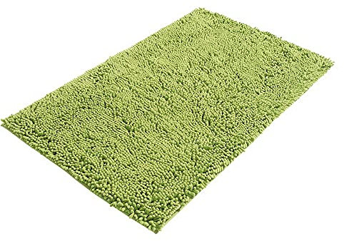 PANA® Bologna Chenille Badematte (60 x 100 cm) • Badvorleger aus weichen Mikrofasern • Badteppich rutschfest & waschbar • Saugfähiger Duschvorleger • Badezimmerteppich • Farbe: Grün