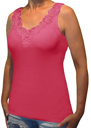 Toker Collection Hübsches Damen Unterhemd mit extra breiter Spitze in versch. Farben