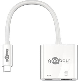 Goobay 62110 USB-C Stecker auf HDMI-Buchse, PD, weiß, extra USB-C Buchse