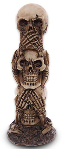 mtb more energy Deko Totenkopf Figur ''Nichts Hören - Nichts sehen - Nichts Sagen'' - Totem aus Schädeln - Höhe 19 cm - Dekoration Wohnen Tischdeko