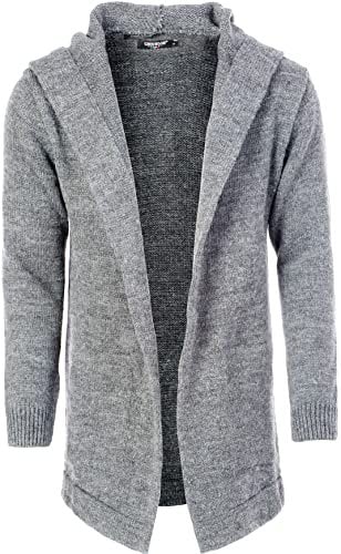 CARISMA Herren Strickjacke Herren Jacke mit Kapuze 7601, Grey, L
