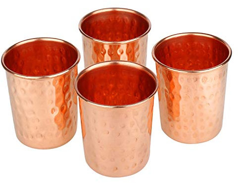 Zap Impex Gläser aus reinem Kupfer, gehämmert, Moscow Mule Tumbler (4 Stück)