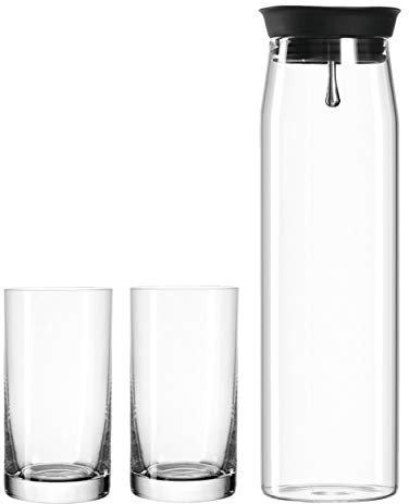 LEONARDO HOME Brioso Getränke-Set, Glas-Karaffe mit Trink-Gläsern, Saft-Karaffe mit Deckel, 3er Set, 260 ml und 1100 ml, 028775