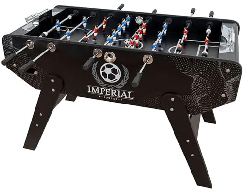DE VES SPORT Professioneller Tischfußball Imperial – Tischfußball für Erwachsene mit Ballrückführung (im Lieferumfang enthalten) – großer Tischfußball, Aluminium-Finish – Maße Feld: 117 x 68 cm