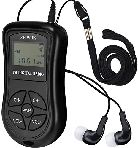 Radio FM portátil Zhiwhis, Radio estéreo con Pantalla Digital LCD, Radio de Bolsillo con audífono, Radio de Bolsillo pequeño para Caminar/Correr con Memoria de Apagado