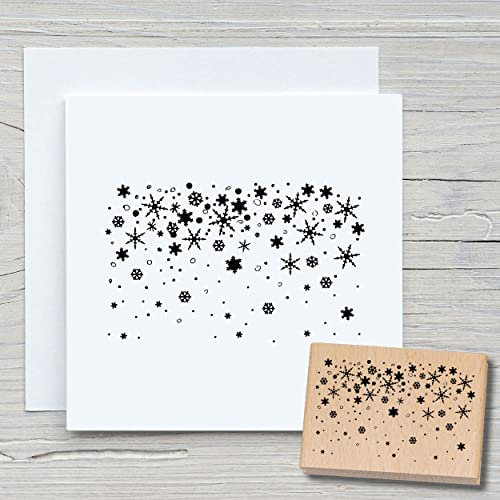 NEWSTAMPS Stempel Schneefall Motivstempel aus Holz & Gummi zum Karten und Geschenke basteln, Holzstempel für Weihnachten, Weihnachtskarte, Winter, Scrapbook, Textilstempel, Deko, Freunde