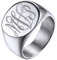 GoldChic Personalisierter Herren Damen Siegelring mit Vine MonogramsSolid Gravur Edelstahl Kronen Fingerring Silberfarbe Rock Biker Ring Ringgröße 56.5 (18.1)