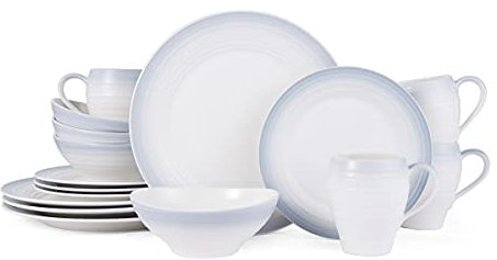 Mikasa Swirl Ombre Grey 16 Piece Dinnerware Set, Service for 4