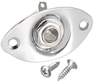 sourcing map Oval Output Input Jack Plat Socket with Screws for Style Electric Guitar Parts Replacement Chrome