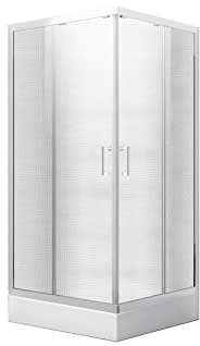 ECOLAM® Duschkabine Modern 80 x 80 x 165 cm Viereck Strukturglas Duschabtrennung Dusche Schiebetüren strukturiert pflegeleicht