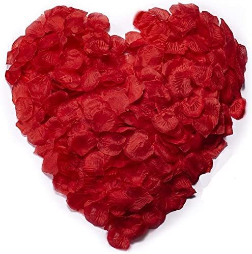 ocharzy 3000pcs Rose Petals Artificial Silk Flower Petals Rose Petals for Wedding Decorations, Romantic Night, Valentine's Day, Parties, Events (Rot)
