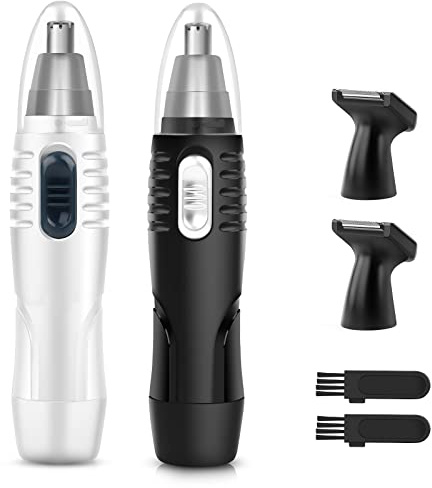 2 Pack Ear and Nose Hair Trimmer Clipper for Men Women, 2022 Eyebrow Facial Electric Hair Trimmer Safed Painless, Stainless Steel Dual Edge Blades, Professional Nasal Hair Removal, Battery Operated