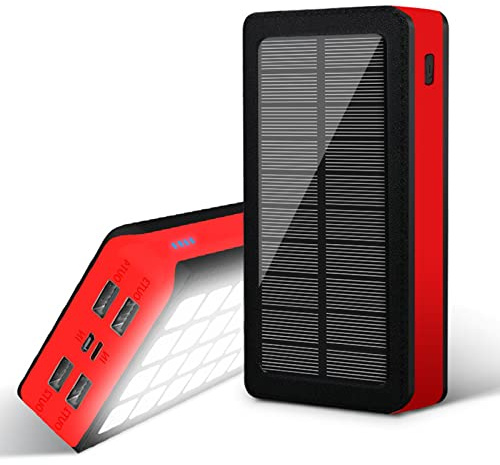 30000 MAh Hochleistungs-Solar-Powerbank, Tragbares Camping-Ladegerät mit Lichtquelle, Schnell Aufladbarer Externer Akku, Heim-Notstromversorgung, Lange Akkulaufzeit
