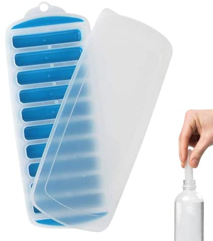 1 Pack Ice Cube Tray,Narrow Water Bottle Ice Stick Tray with Lid,Bottom Silicone Ice Trays for Sports Drinks and Water Bottles Whikskey Cocktails(Random Color)