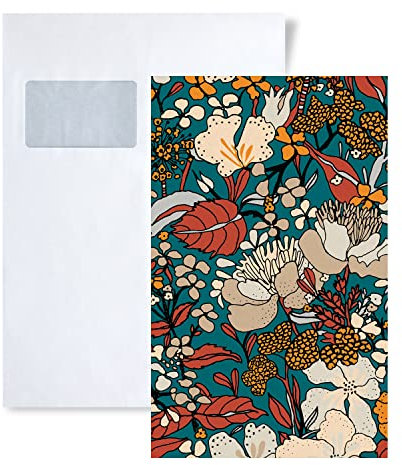 1 ÉCHANTILLON S-377562-GU Profhome Papier peint jungle fleurs | ÉCHANTILLON de Papier peint au format A4