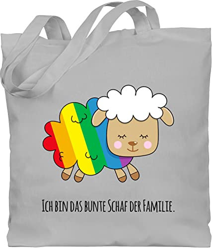 Baumwolltasche - LGBTQ Kleidung Pride Flag - Ich bin das bunte Schaf der Familie - schwarz - Unisize - Hellgrau - tote jutebeutel lgbt buntes stoffbeutel csd beutel lesbian tasche lqbtq stofftasche