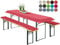 heimtexland ® Bierzeltgarnitur Auflagen Set 3-teilig Tischdecke Bierbankauflage Polster Kissen Biergarnitur Typ698 Rot für Tischmaß 50x220 cm